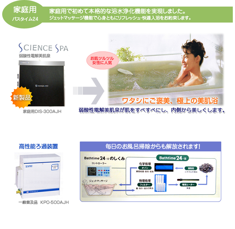 家庭用で初めて本格的な浴水浄化機能を実現しました。ジェットマッサージ機能で心身ともにリフレッシュ・快適入浴をお約束します。